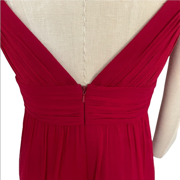 Melissa Sweet Red Silk Dress with Sweetheart Neckline Size 4 - Picture 7 of 10